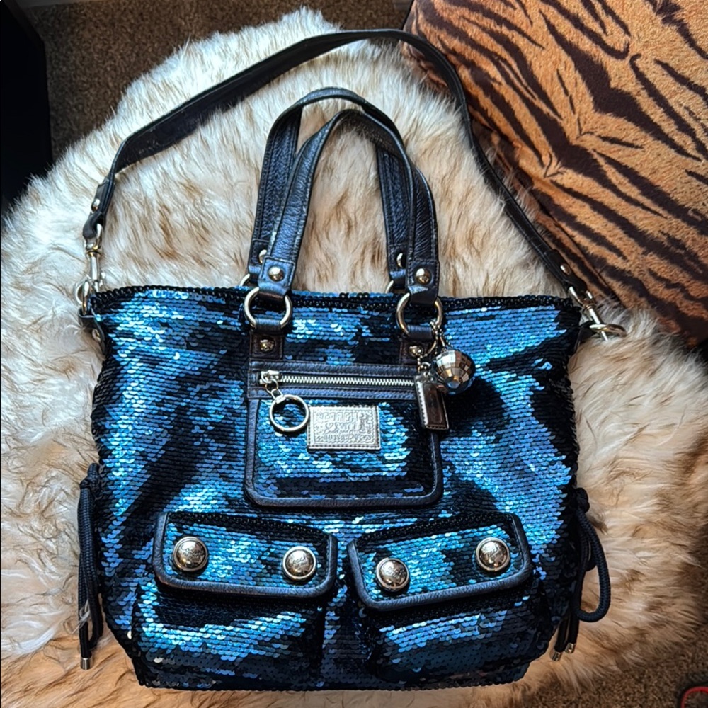 Blue Sequin Tote Bag